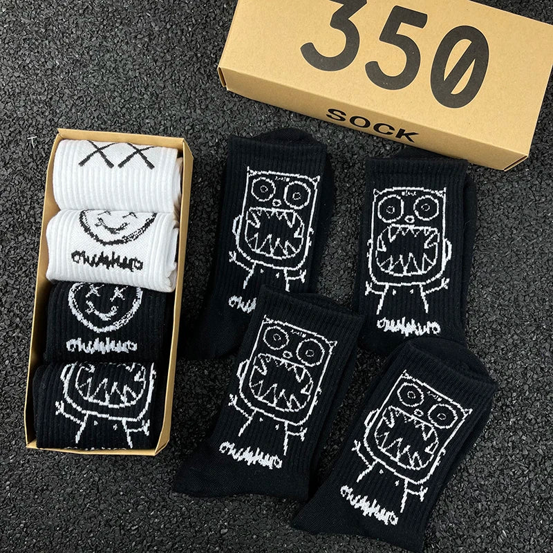 Hip Hop Style Breathable Mid Tube Socks Bundle 4x