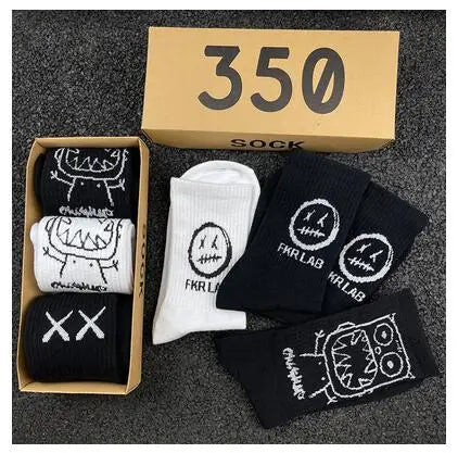 Hip Hop Style Breathable Mid Tube Socks Bundle 4x