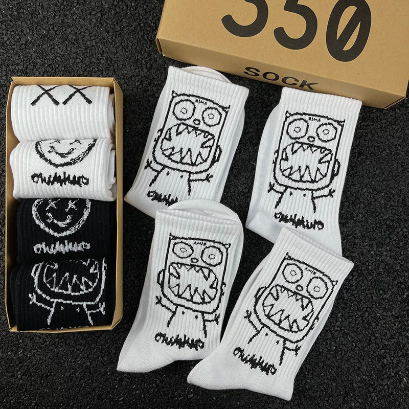 Hip Hop Style Breathable Mid Tube Socks Bundle 4x