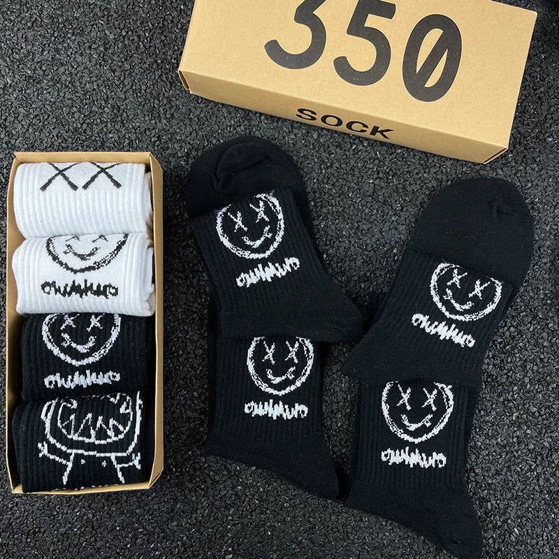 Hip Hop Style Breathable Mid Tube Socks Bundle 4x