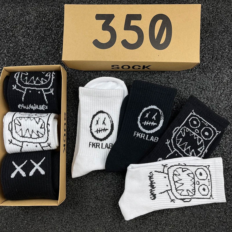 Hip Hop Style Breathable Mid Tube Socks Bundle 4x