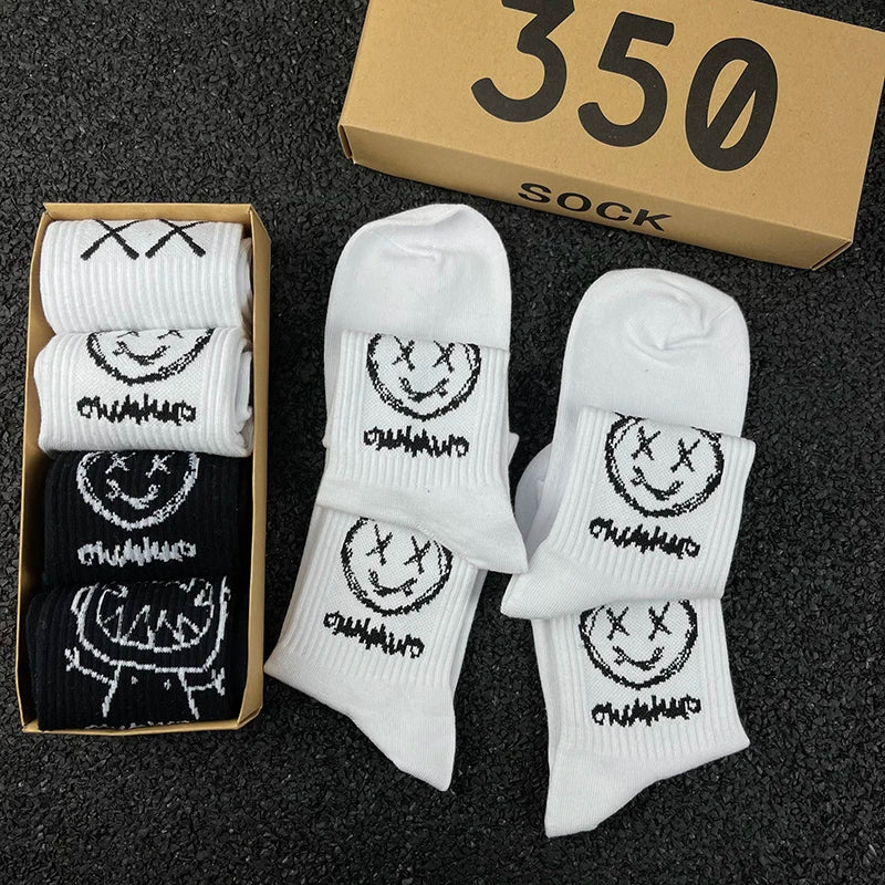 Hip Hop Style Breathable Mid Tube Socks Bundle 4x