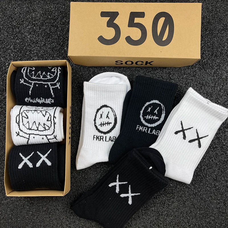 Hip Hop Style Breathable Mid Tube Socks Bundle 4x