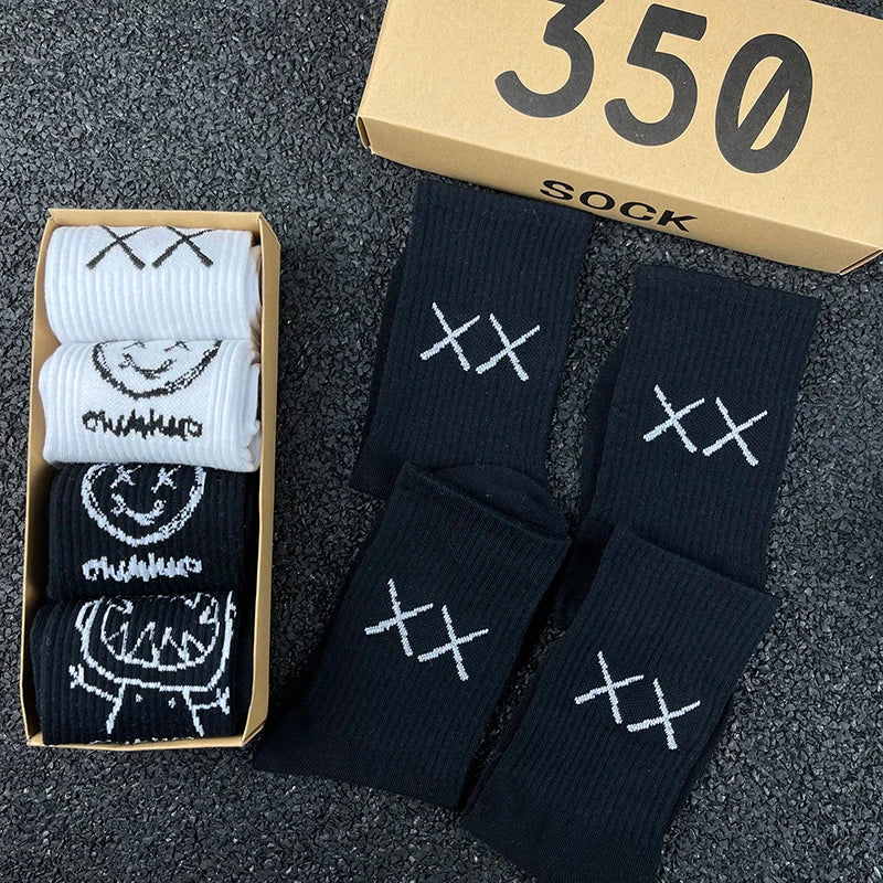 Hip Hop Style Breathable Mid Tube Socks Bundle 4x